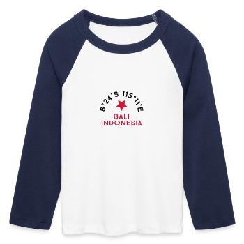 Bali - T-shirt Crop Top de Baseball Manches 3/4 Femme - blanc/marine  - Devant - Maraike (178cm)