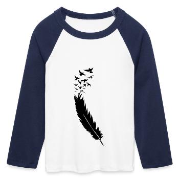 fly_away - Women's Cropped 3/4 Sleeve Baseball T-Shirt - white/navy  - Front - Maraike (178cm)