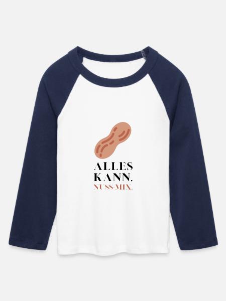 Alles kann Nuss Mix - Frauen Cropped Baseball T-Shirt 3/4 Arm - Weiß/Navy 