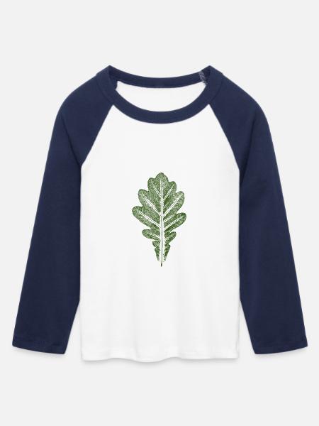 Blatt Eiche - Eichenblatt / Natur & Wald Design - Frauen Cropped Baseball T-Shirt 3/4 Arm - Weiß/Navy