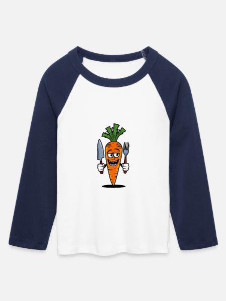 Karotte - Frauen Cropped Baseball T-Shirt 3/4 Arm - Weiß/Navy 