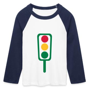Feu - T-shirt Crop Top de Baseball Manches 3/4 Femme - blanc/marine  - Devant - Maraike (178cm)