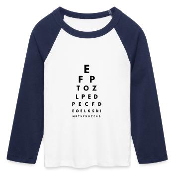 vision test 2 - T-shirt Crop Top de Baseball Manches 3/4 Femme - blanc/marine  - Devant - Maraike (178cm)