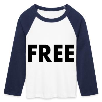 Free - T-shirt Crop Top de Baseball Manches 3/4 Femme - blanc/marine  - Devant - Maraike (178cm)