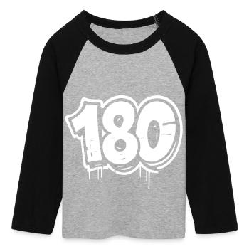 180 Dartsport Profi Outfit Volltreffer - Frauen Cropped Baseball T-Shirt 3/4 Arm - Grau meliert/Schwarz - Vorne - Maraike (178cm)