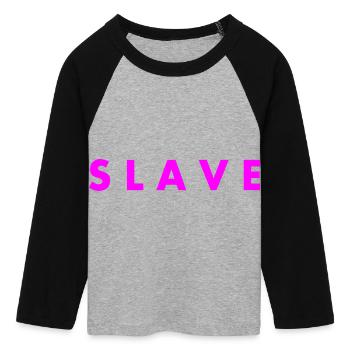 Slave - Frauen Cropped Baseball T-Shirt 3/4 Arm - Grau meliert/Schwarz - Vorne - Maraike (178cm)