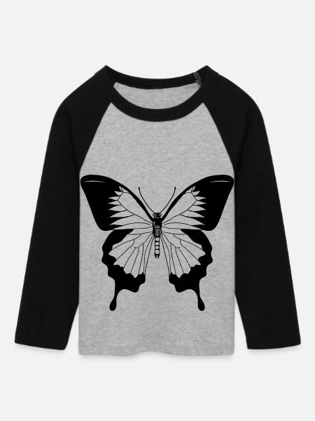Butterfly - Frauen Cropped Baseball T-Shirt 3/4 Arm - Grau meliert/Schwarz