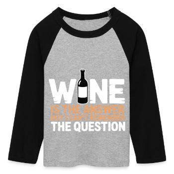 Le vin est la réponse – j’ai juste oublié la question - T-shirt Crop Top de Baseball Manches 3/4 Femme - gris chiné/noir - Devant - Maraike (178cm)