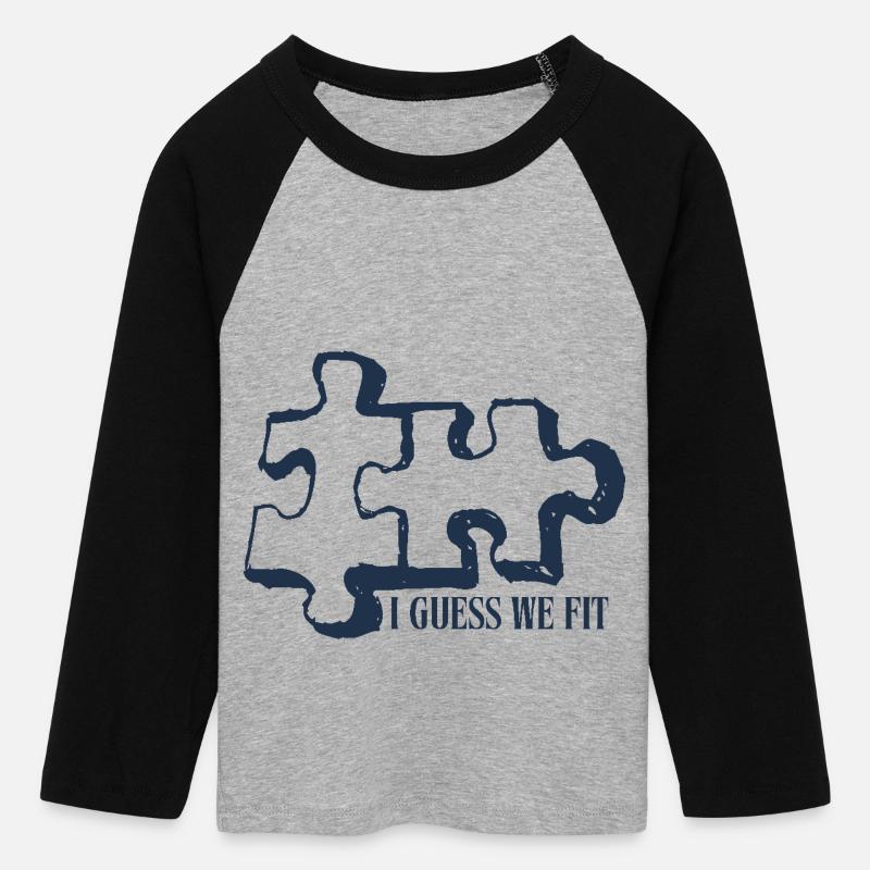 Pezzi del puzzle - shirt da Baseball Corta con Maniche a 3/4 da donna - grigio melange/nero
