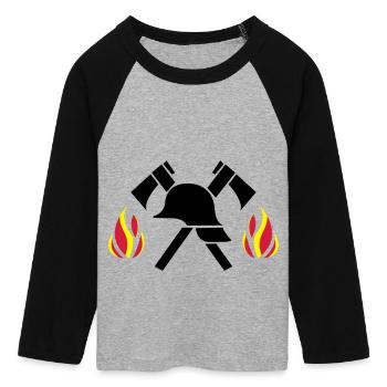 firefighter - Frauen Cropped Baseball T-Shirt 3/4 Arm - Grau meliert/Schwarz - Vorne - Maraike (178cm)