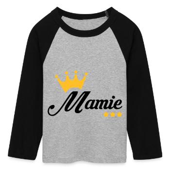 Grandma Oma Großmütter Mamy Mamie Grand-Mère - Women's Cropped 3/4 Sleeve Baseball T-Shirt - heather grey/black - Front - Maraike (178cm)