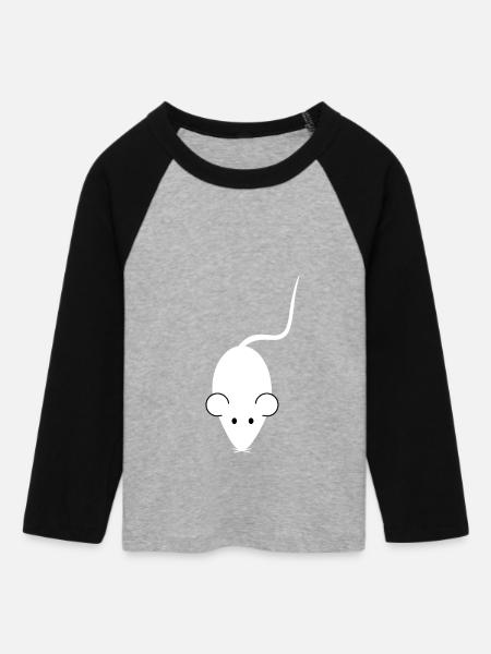 Maus - Frauen Cropped Baseball T-Shirt 3/4 Arm - Grau meliert/Schwarz