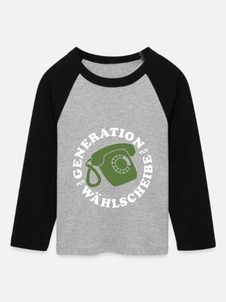 Generation Wählscheibe Festnetz Telefon - Frauen Cropped Baseball T-Shirt 3/4 Arm - Grau meliert/Schwarz