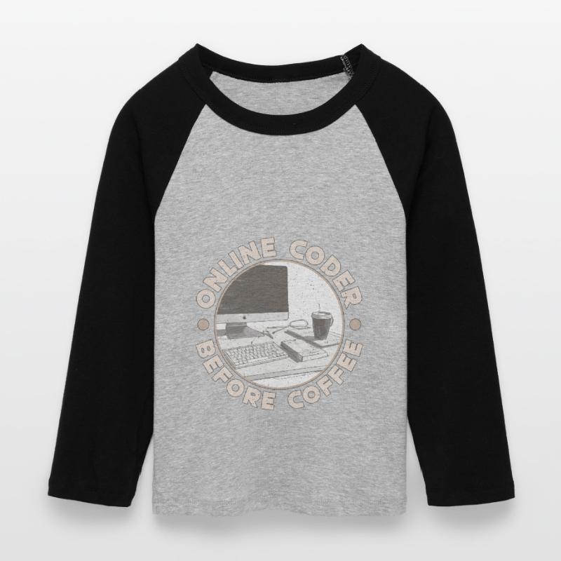 Online Coder Before Coffee Developer Coffee Lover Frauen Cropped Baseball T-Shirt 3/4 Arm