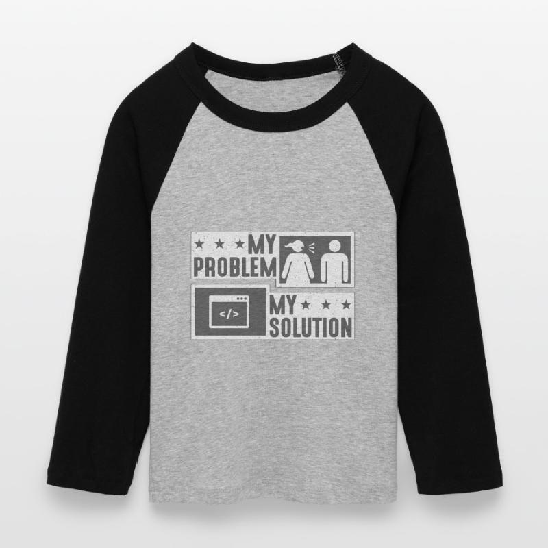 Online Coder My Problem My Pictogram Dad Developer Women's Cropped 3/4 Sleeve Baseball T-Shirt