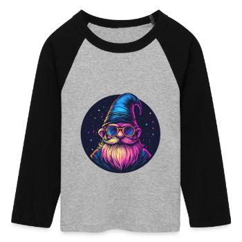 Space Dwarf Retro Look - Women's Cropped 3/4 Sleeve Baseball T-Shirt - heather grey/black - Front - Maraike (178cm)