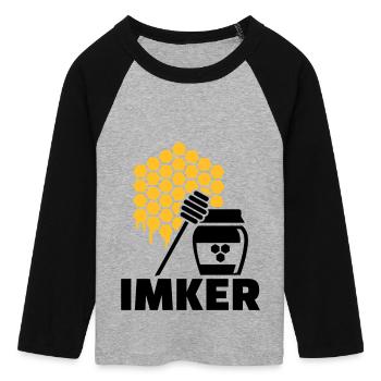 Imker - Frauen Cropped Baseball T-Shirt 3/4 Arm - Grau meliert/Schwarz - Vorne - Maraike (178cm)