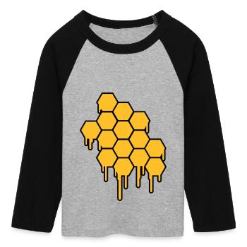 Honeycombs Pattern - Frauen Cropped Baseball T-Shirt 3/4 Arm - Grau meliert/Schwarz - Vorne - Maraike (178cm)