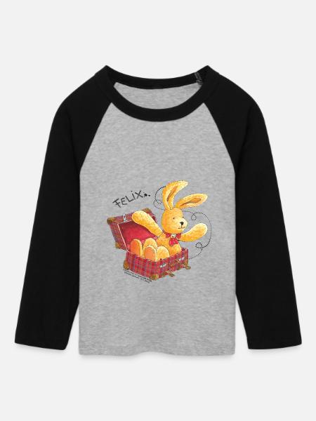 Felix der Hase im Reisekoffer - Frauen Cropped Baseball T-Shirt 3/4 Arm - Grau meliert/Schwarz