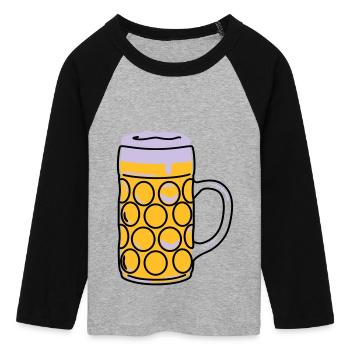 Bierkrug, Schoppen, Maß - Frauen Cropped Baseball T-Shirt 3/4 Arm - Grau meliert/Schwarz - Vorne - Maraike (178cm)