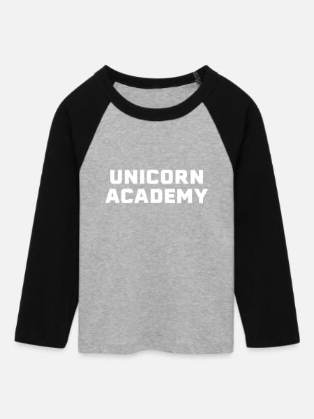 Unicorn Academy white - Frauen Cropped Baseball T-Shirt 3/4 Arm - Grau meliert/Schwarz