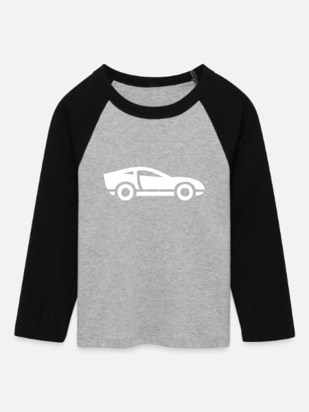 Sportwagen - Frauen Cropped Baseball T-Shirt 3/4 Arm - Grau meliert/Schwarz