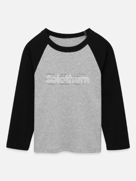 Schweizer Städte Solothurn - Frauen Cropped Baseball T-Shirt 3/4 Arm - Grau meliert/Schwarz