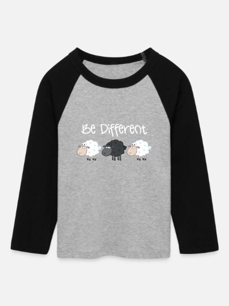 Schwarzes Schaf Be Different Geschenk Weihnachten - Frauen Cropped Baseball T-Shirt 3/4 Arm - Grau meliert/Schwarz