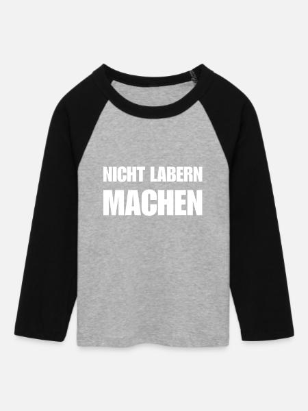Nicht labern – einfach machen Statement - Frauen Cropped Baseball T-Shirt 3/4 Arm - Grau meliert/Schwarz