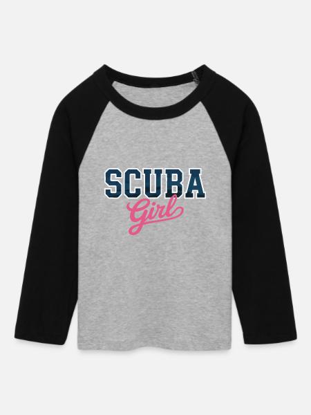 Scuba Girl Design - Frauen Cropped Baseball T-Shirt 3/4 Arm - Grau meliert/Schwarz