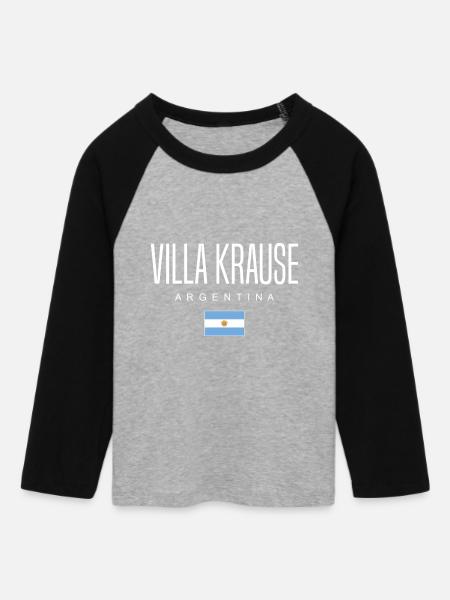 Villa Krause Argentinien Argentinier - Frauen Cropped Baseball T-Shirt 3/4 Arm - Grau meliert/Schwarz