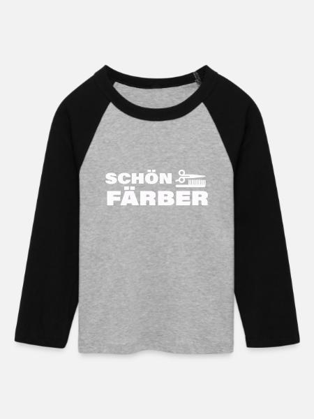 SCHÖNFÄRBER - Frauen Cropped Baseball T-Shirt 3/4 Arm - Grau meliert/Schwarz