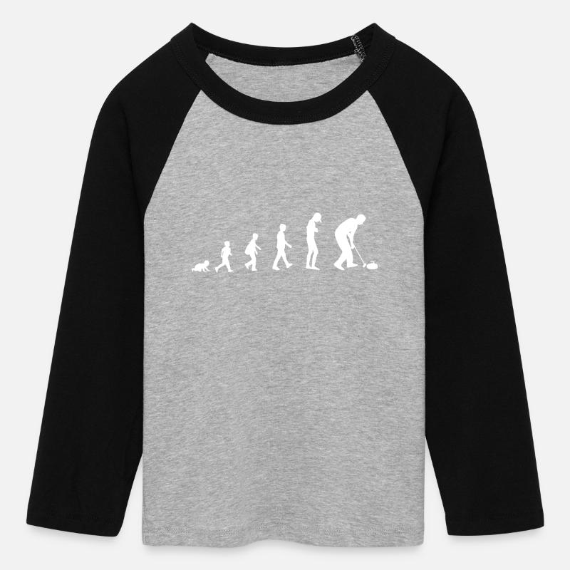 Development into a curling player - Women's Cropped 3/4 Sleeve Baseball T-Shirt - heather grey/black