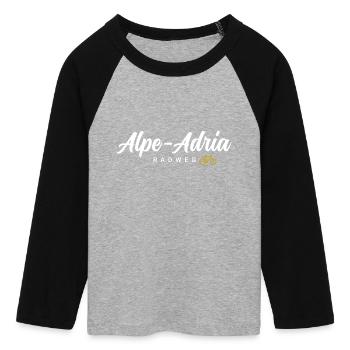 Piste cyclable de l’Alpe Adria - T-shirt Crop Top de Baseball Manches 3/4 Femme - gris chiné/noir - Devant - Maraike (178cm)