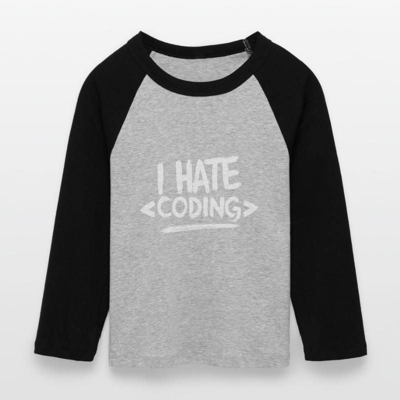 Je déteste coder Programmeur Web T-shirt Crop Top de Baseball Manches 3/4 Femme