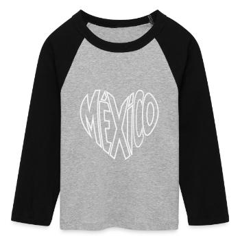 Lettrage de perspective mexicaine - T-shirt Crop Top de Baseball Manches 3/4 Femme - gris chiné/noir - Devant - Maraike (178cm)