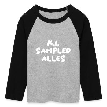 L’IA a tout échantillonné - T-shirt Crop Top de Baseball Manches 3/4 Femme - gris chiné/noir - Devant - Maraike (178cm)