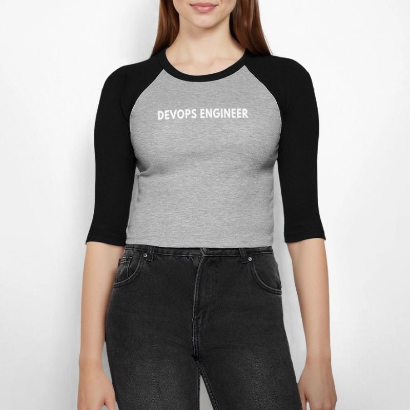 DevOps Engineer – Funny Tech Definition & Coding Frauen Cropped Baseball T-Shirt 3/4 Arm