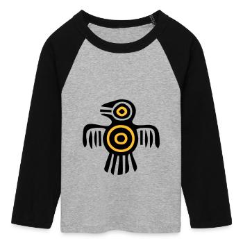 indischer Kulturvogel - Frauen Cropped Baseball T-Shirt 3/4 Arm - Grau meliert/Schwarz - Vorne - Maraike (178cm)