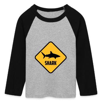 Shark - Women's Cropped 3/4 Sleeve Baseball T-Shirt - heather grey/black - Front - Maraike (178cm)