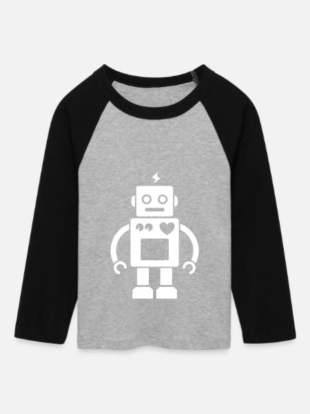 Roboter / Robot #2_1c - Frauen Cropped Baseball T-Shirt 3/4 Arm - Grau meliert/Schwarz