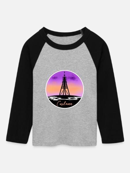 Cuxhaven Fine Skyline - Frauen Cropped Baseball T-Shirt 3/4 Arm - Grau meliert/Schwarz
