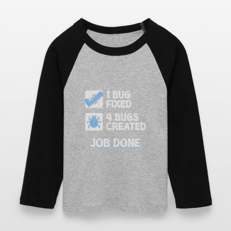 Correction de bugs Bugs de développeur Déclaration de code Informatique T-shirt Crop Top de Baseball Manches 3/4 Femme