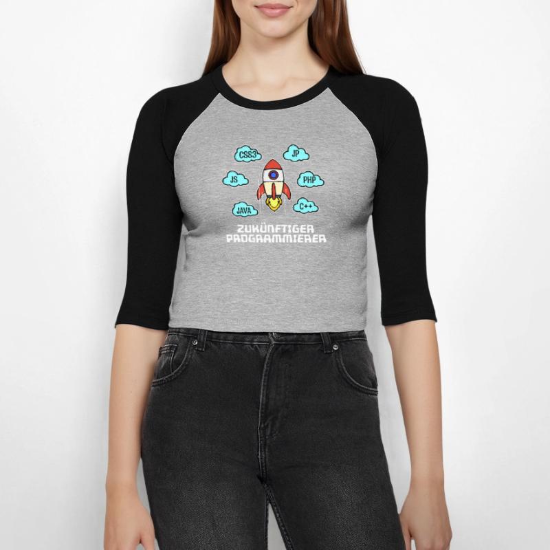 Css Coden Developer Statement C++ Php Java Debug T-shirt Crop Top de Baseball Manches 3/4 Femme