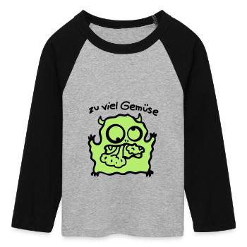 too much vegetables - Women's Cropped 3/4 Sleeve Baseball T-Shirt - heather grey/black - Front - Maraike (178cm)