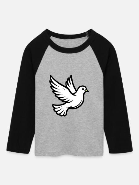 Friedenstaube Taube - Frauen Cropped Baseball T-Shirt 3/4 Arm - Grau meliert/Schwarz
