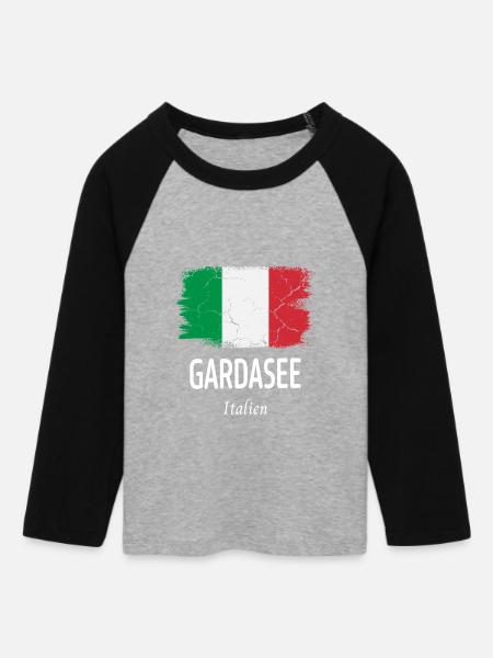 Gardasee - Frauen Cropped Baseball T-Shirt 3/4 Arm - Grau meliert/Schwarz