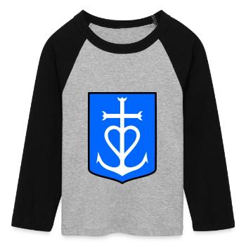 Croix Camargue - T-shirt Crop Top de Baseball Manches 3/4 Femme - gris chiné/noir - Devant - Maraike (178cm)