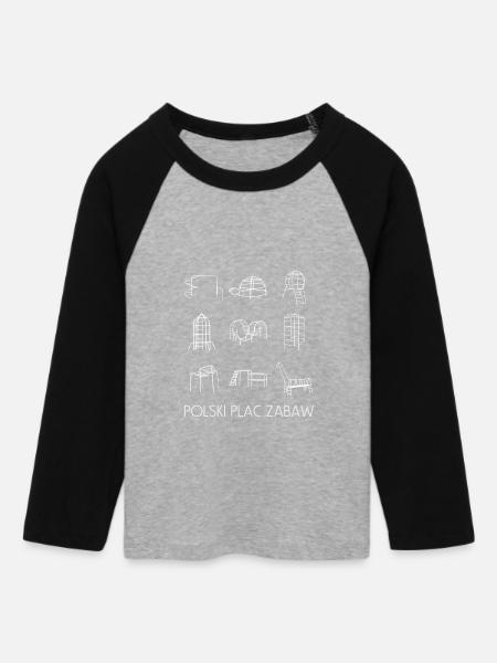 Plac Zabaw Poland - Frauen Cropped Baseball T-Shirt 3/4 Arm - Grau meliert/Schwarz