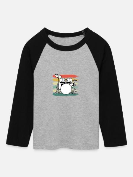 Schlagzeug Schlagzeuger - Frauen Cropped Baseball T-Shirt 3/4 Arm - Grau meliert/Schwarz